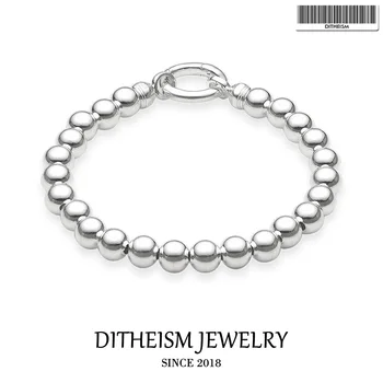 

Beaded Cuff Bracelets with Silver Spring Clasp, 2018 New 925 Sterling Silver Fashion Jewelry Trendy Gift for Men Boy Women Girls