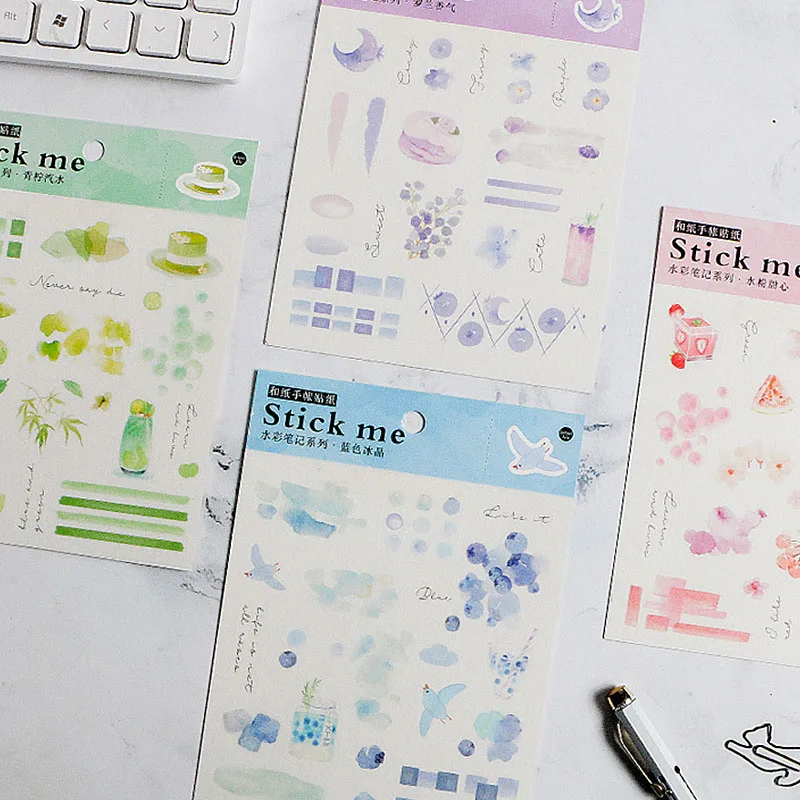 

Watercolor Flower Stickers Cute Green Plants Decorative Adhesive Sticker Decorations Scrapbooking Diary Diy Albums School Supply