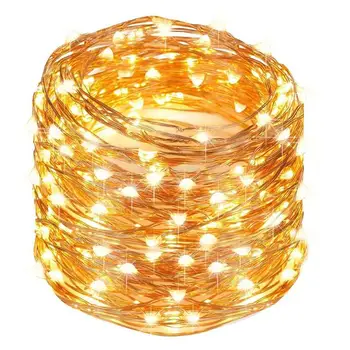 

10m 100LED Copper Wire LED String Lights 8 Function Remote Control Waterproof Light String Fariy Lights By 3 AA batteries Gift