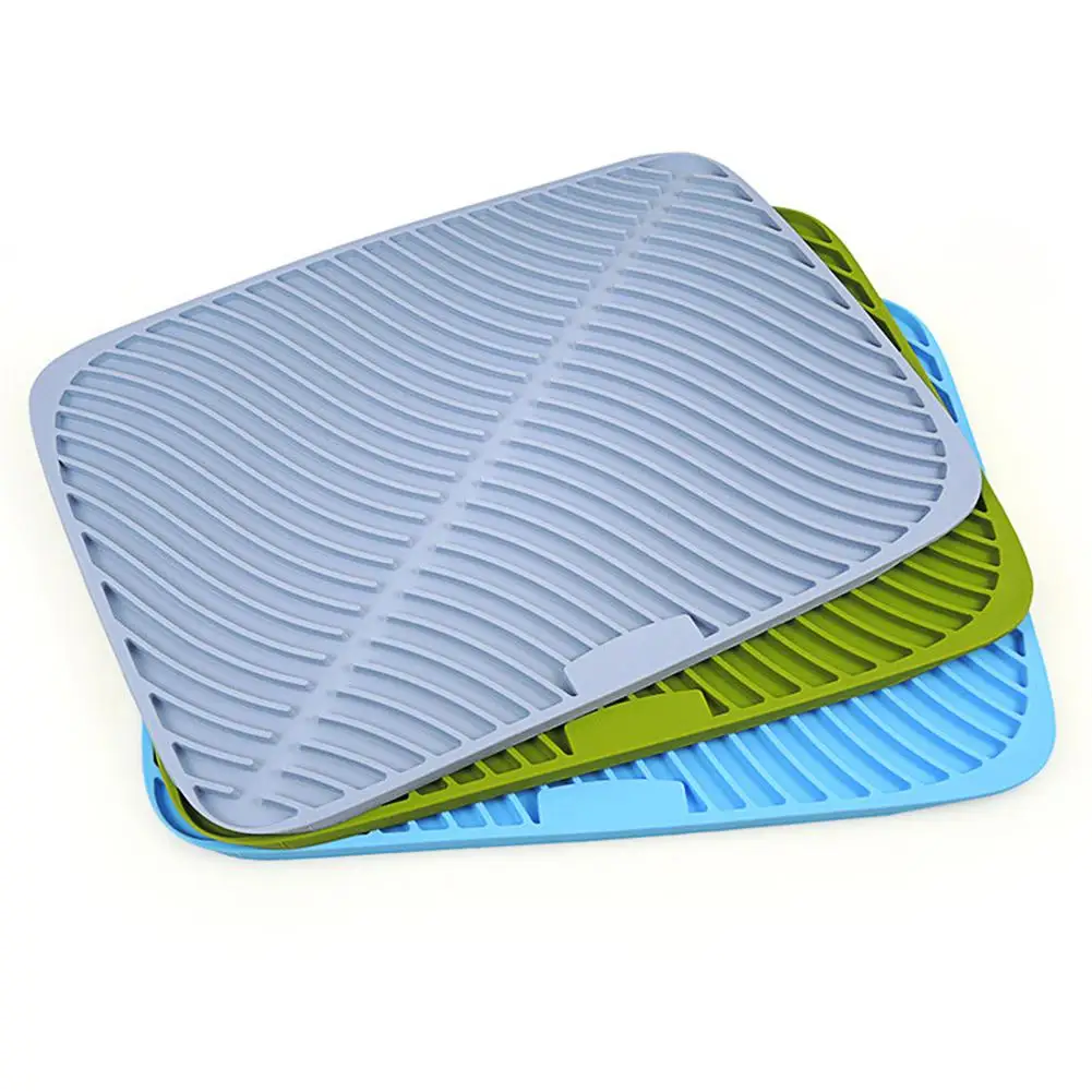 

Dish Dry Drainer Mat Tray Heat Resistant Silicone Tableware Dishwasher Safe Pad Dinnerware Placemat Cutlery Drain Storage Tool