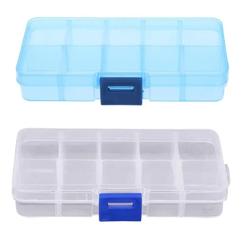 10 Compartments Transparent Empty Storage Box Plastic Jewelry Beads Earring Nail Art Decorations Rhinestone Organizer Case | Красота и