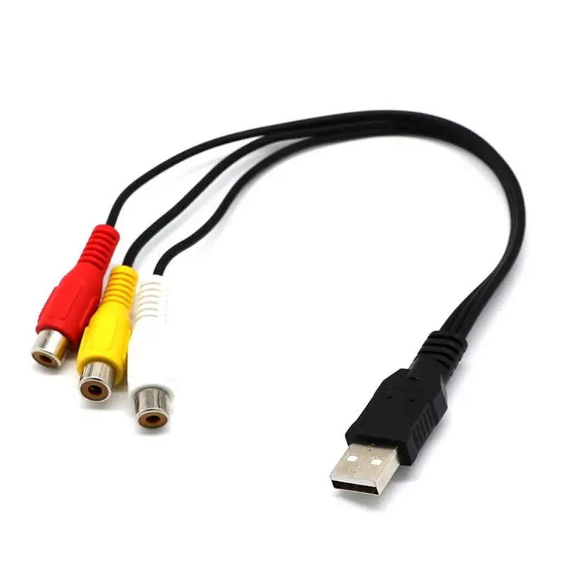 Композитный кабель переходник со штекера USB на гнездо 3RCA RGB AV Аудио Видео|Кабели