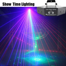Show Time 6 Lens DMX Red Green Blue RGB Beam 16 Patterns Laser Scanner Light Home Party DJ Stage Lighting KTV Show Sector laser 250mw 300mw rgb red green blue combined laser mini white laser module stage lighting