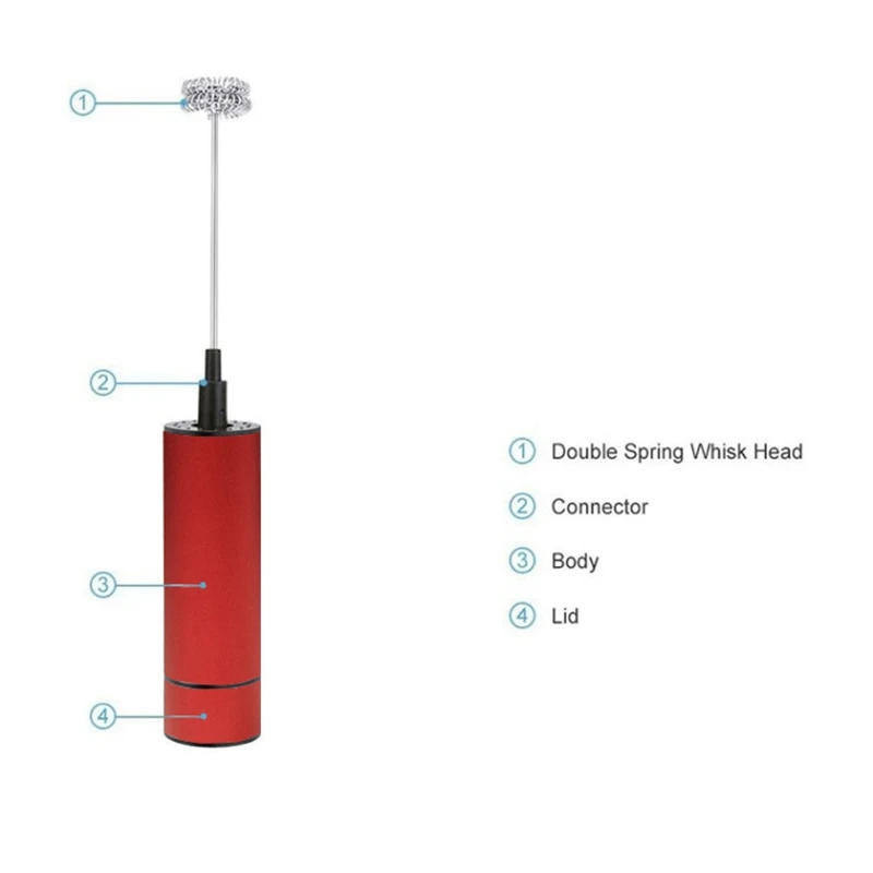 Вспениватель молока, электрический ручной вспениватель молока с двойной венчиком из нержавеющей стали для капучино, пуленепробиваемый кофе, латте