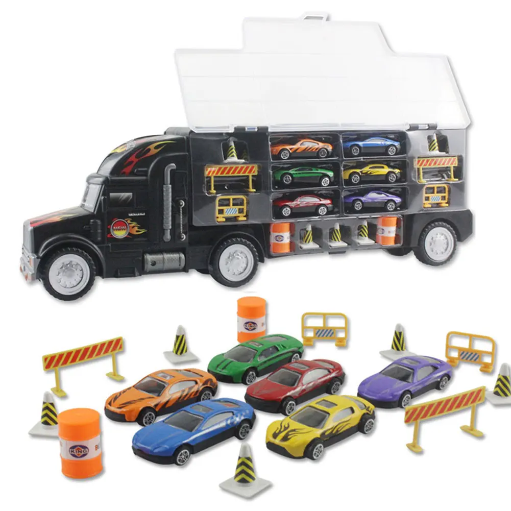 18pcs/lot Container Truck Alloy Building Blocks Sets Vehicle Creator