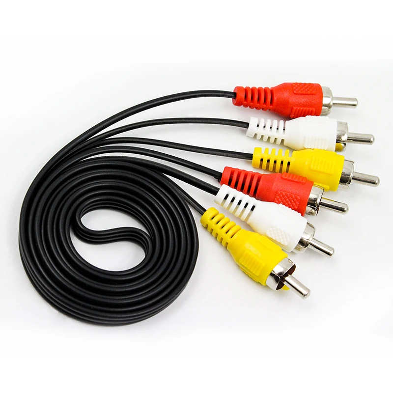 AV to AV Audio VIdeo Cable 3 RCA Composite Male to Male Cable 1M Gold Plated For Hi-Fi Video DVD CD Player Free Shippping