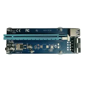 

PCI Express Graphics Riser Card 1X to 16X Extender USB 3.0 SATA 15 Pin to 4Pin Cable for Bitcoin Miner Mining