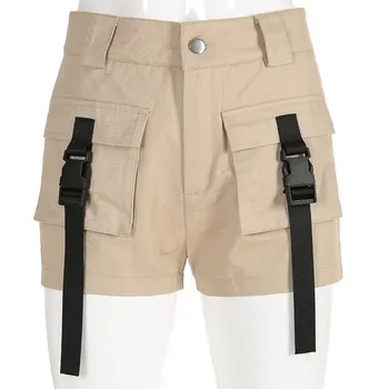 

Woman Khaki Black High Waist Shorts Summer Elegant Short Pants Punk Style Casual Harajuku Shorts