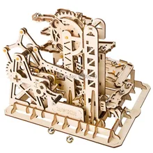 Marble Run Game DIY Waterwheel Coaster Wooden Model Building Kits Assembly Toy Gift for Children trumpet 85508 1 35 german man 5 ton tanker assembly model building kits toy