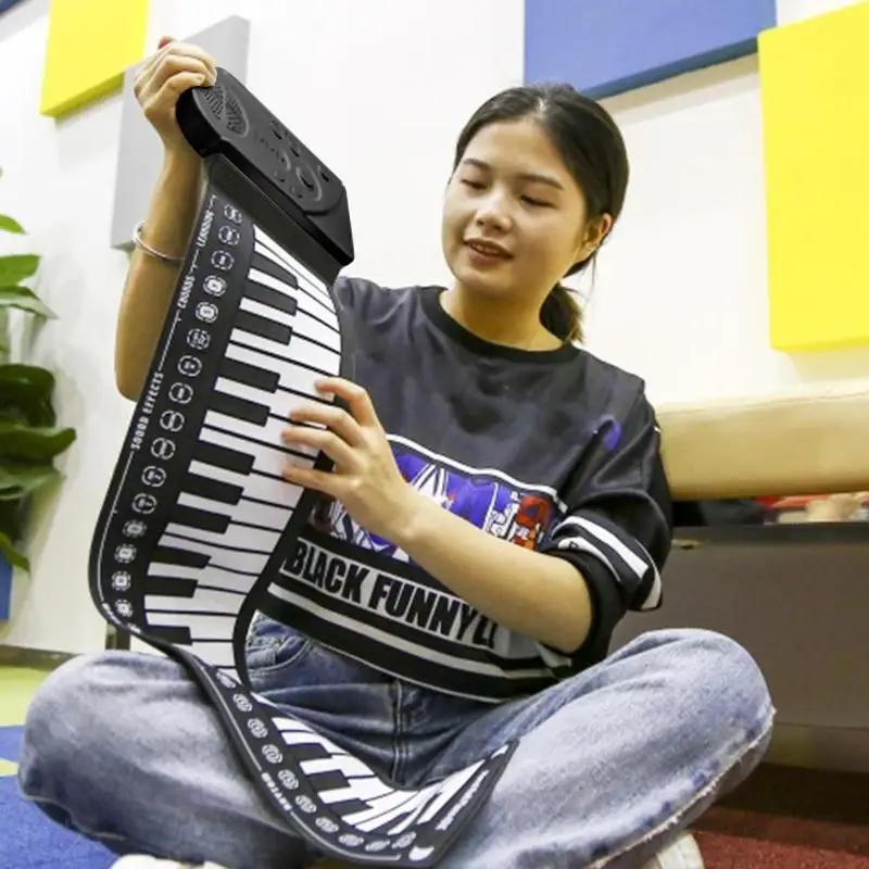 Portable Flexible Roll Up Electronic Piano 49/61/88Keys USB Rechargeable Digital Keyboard
