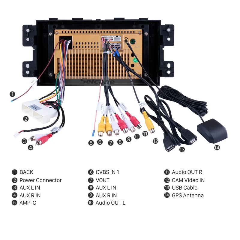 Best Seicane 9 inch Touch Screen radio Android 8.1 Bluetooth Car Stereo GPS Navi For 2008-2016 KIA Borrego with Mirror Link WIFI AUX 4