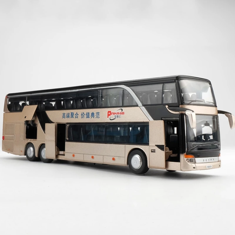 

1:32 Zinc Alloy Bus Model Toy Vehicles Simulation Double-Decker Pull Back Sightseeing Bus Toys Light Voice Kids Children Gifts