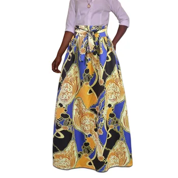 

M-5XL Large Sizes Summer New Pattern Printing Bouffancy Zipper Africa Half-body Casual Skirt Woman