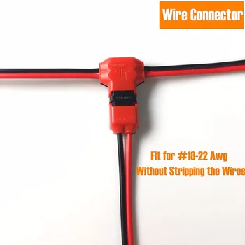 

[Seven Neon]Non-stripped T shape 2PIN Wire Terminal Block Connector Scotch Lock for 18-22AWG Electrical Wire,led strip Connector