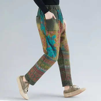 

Elastic Waist Thick Baggy Harem Trousers Winter Velvet Warm Cross-Pants Women Plus Size Fleece Pants Japanese style cotton Pants