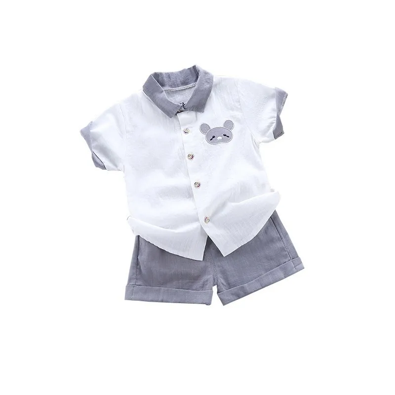 

Baby Boys Girls Leisure Clothes Summer Children Cartoon Bear Lapel Shirt Shorts 2Pcs/Sets Fashion Kids Cotton Clothing Tracksuit