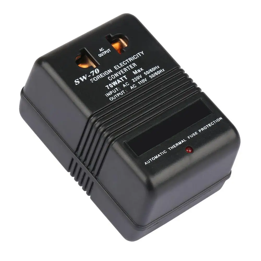 

220V to 110V Step Down Voltage Converter Power Transformer 70W CN Plug High Quality