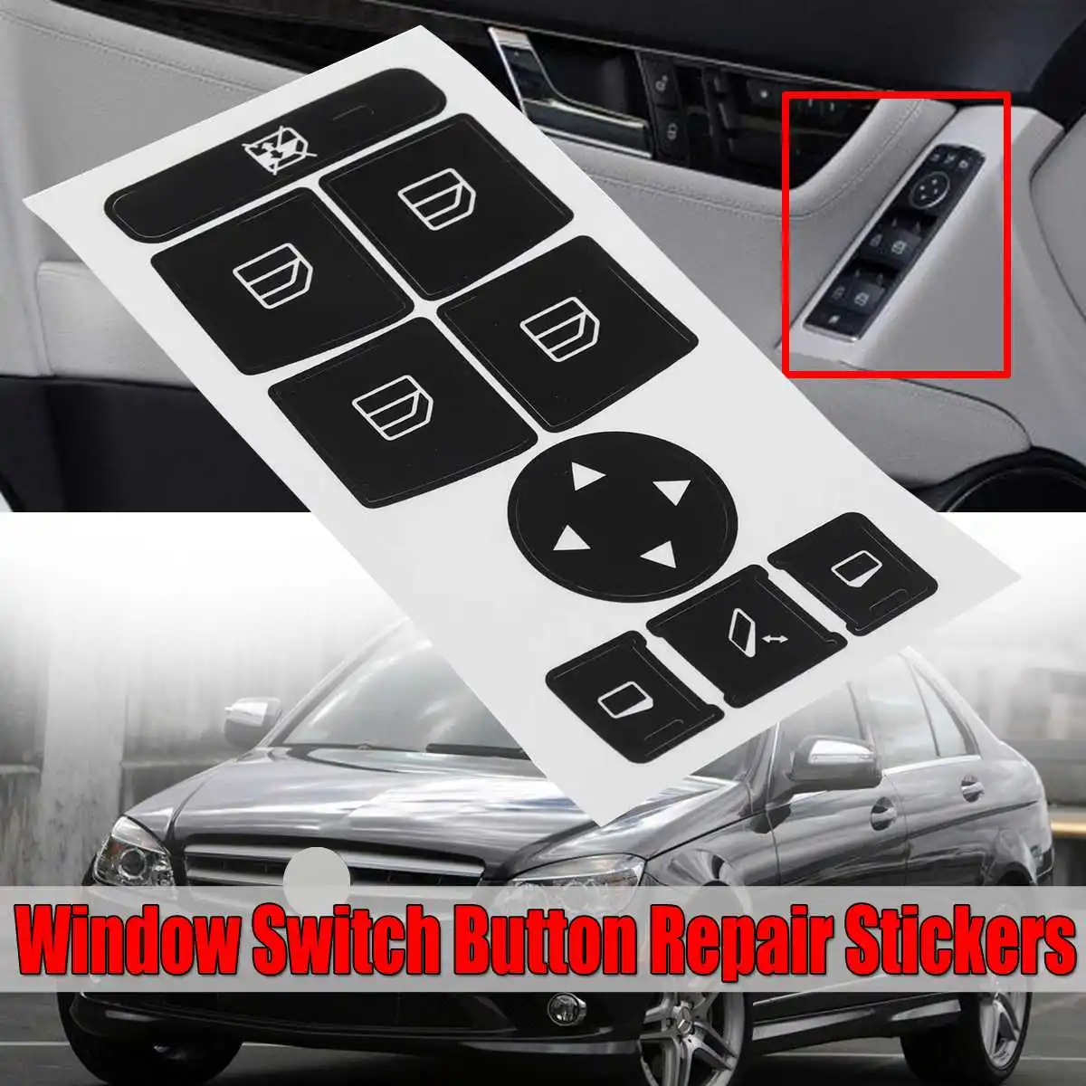 

Car Window Control Switch Button Repair Stickers Deacal For Mercedes For Benz 2007-2014 Button Repair Kit Fix Ugly Button