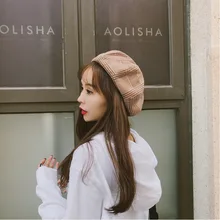 НОВАЯ шапка вязаная шапка Harajuku Дамская шапка осенняя и зимняя теплая Модная клетчатая берет живописца шляпа купол тренд теплый