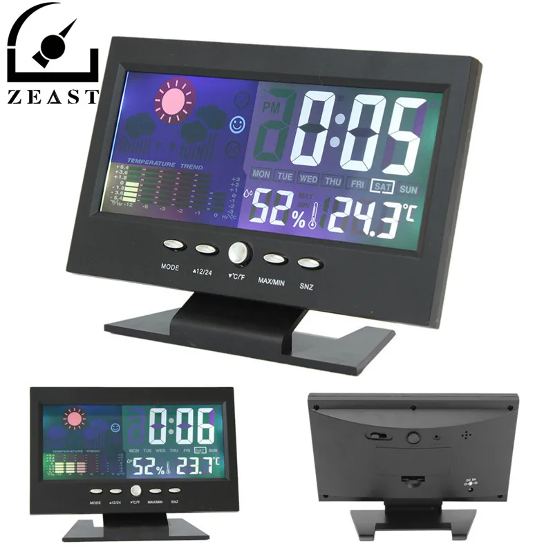 Совершенно цветной ЖК-экран календарь Цифровые Автомобильные часы термометр для автомобиля погода черный
