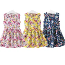 Новое популярное платье принцессы для маленьких девочек праздничное платье без рукавов с цветочным принтом летний сарафан