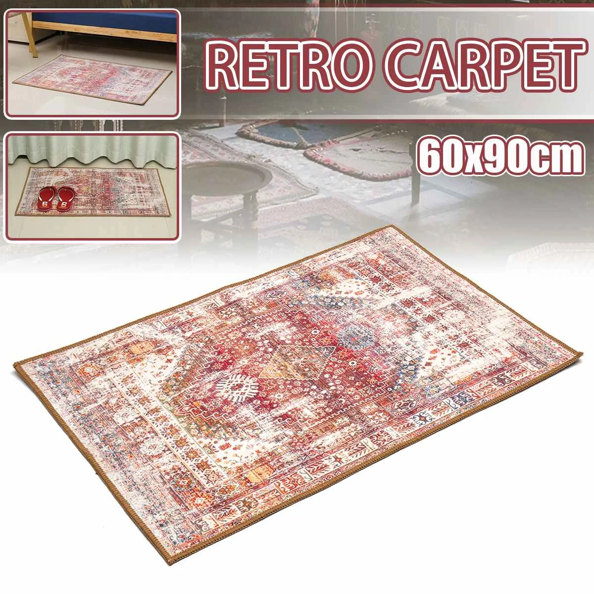

60x90cm Modern Carpet for Living Room Decor European Retro Style Bathroom Non-slip Mat Rug Home Doormat Sofa Bed Bedside Blanket