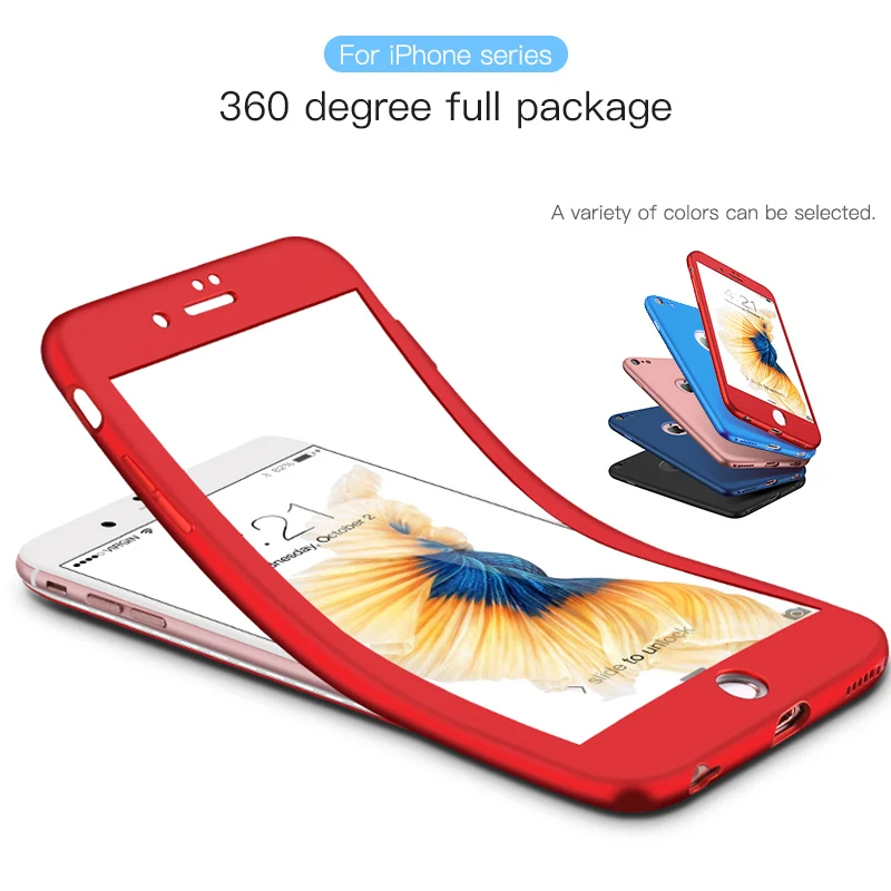 

Phone Case for iPhone 8 7 6S 6 Plus Soft TPU Front Back 360 Degree Full Body Cover for Apple iPhone X XS Max XR Tempered Glass
