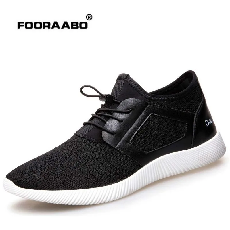 Fooraabo 2018 Fashion Tenis Summer Breathable Male Footwear Black Shoes For Men Lace Up Adult Sneakers Walking Casual Shoes Men