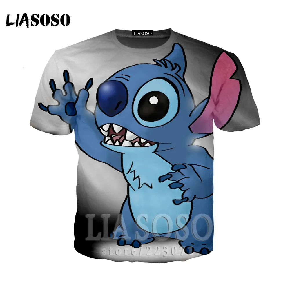 Футболка для косплея с объемным принтом peluche Camisas Hombre Harajuku круглым вырезом lilo &amp