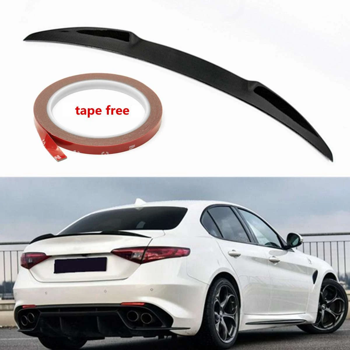 High quality Carbon Fiber Car Rear Trunk Spoiler Boot Lip Wing For 17 18 Alfa Romeo Giulia