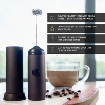 

Mini Handheld Milk Frother Egg beater Battery Operated Electric Foam Maker Includes Kitchen Stand,Coffee Mixer