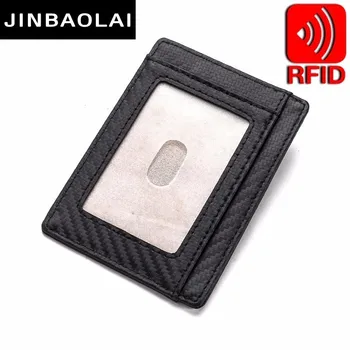 

2019 New Men Card Holder Slim Carbon Fiber Credit Card Holder Leather Wallet Anti Scan Function Hold Card Coins Cash Carteira