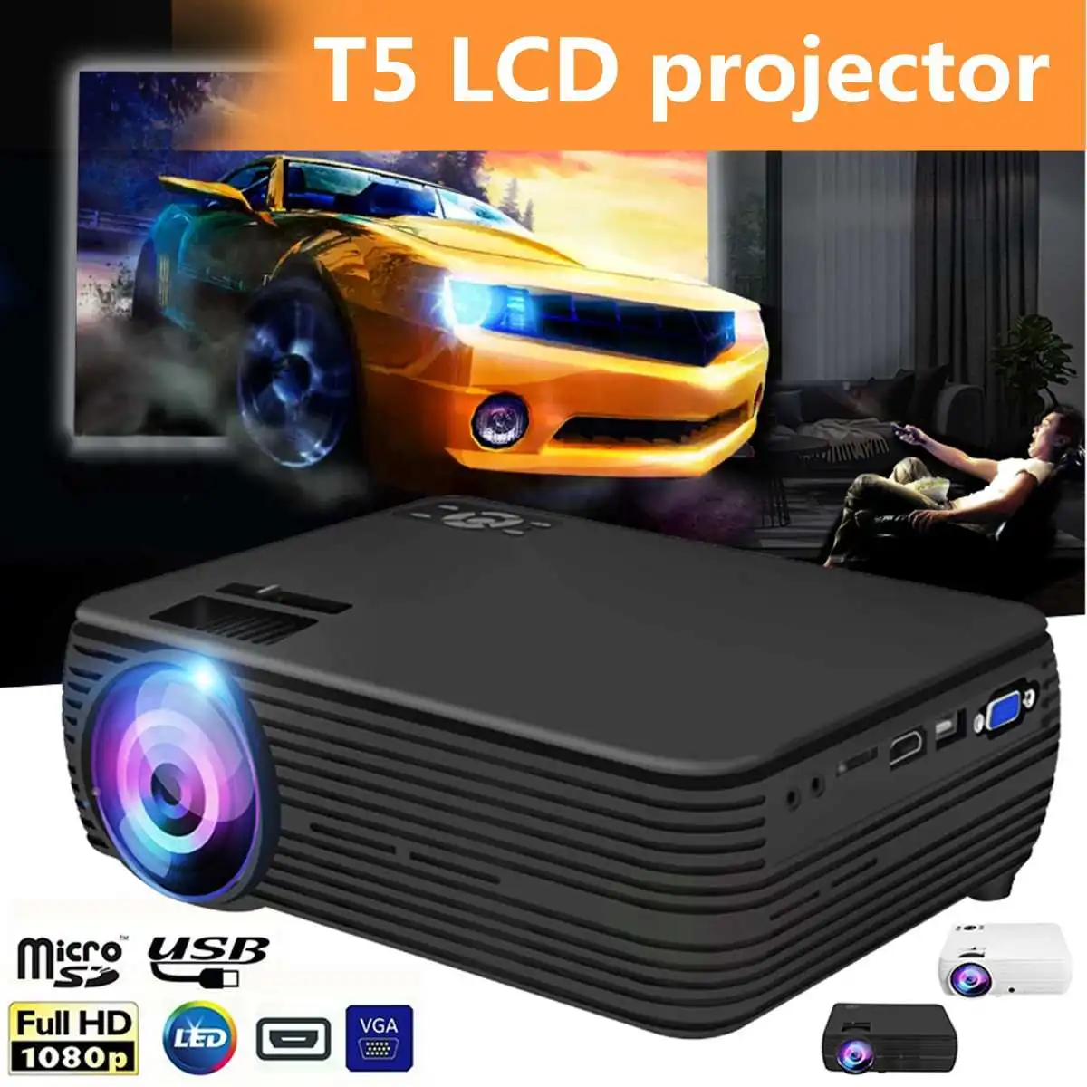 Mini Projector 7000 Lumens 1080P FHD Wifi bluetooth Home Theater Android 6.0 X5 Audio Speaker Home Theater Cinema