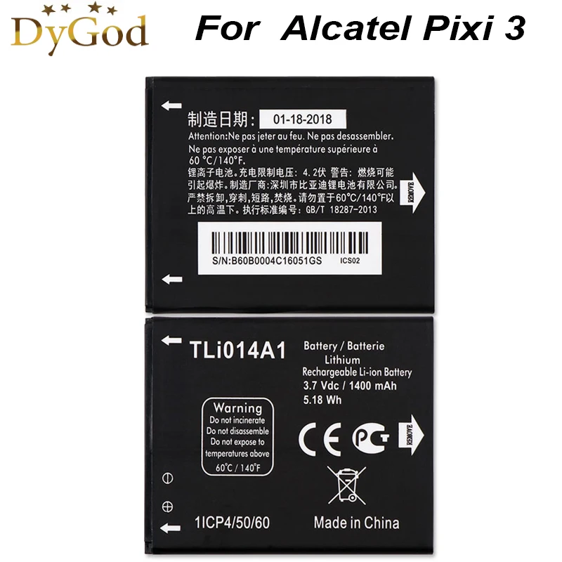Аккумулятор TLi014A1 для Alcatel Pixi 3 4 5 дюйма 4027 4027A 4027D 4027X 4010 4010D 4012 4030 4030D 4030A 5020 5020D 1400 мАч |