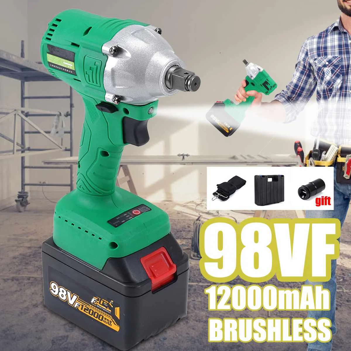 

98VF 4400RPM Electric Power Tool Impact Cordless Wrench Rechargable 12000mAh Lithium Battery Brushless Electric Impact Wrench