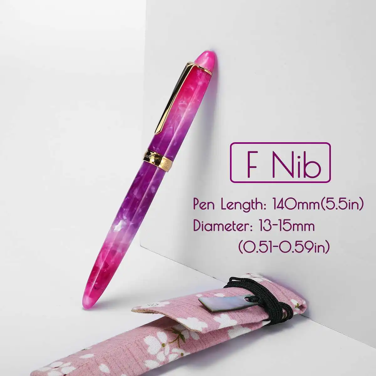 

KICUTE Resin Fountain Pen 0.5mm F Nib Business Office Gift Luxury Gift Chic Wedding Signing Ink Pens with Bag Penbbs 308-39GF