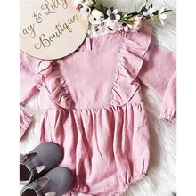 0-24M Newborn Infant Baby Girl Clothing Autumn Long Sleeves Ruffles Pink bodysuit Elegant Cute cotton New born princess Outfit