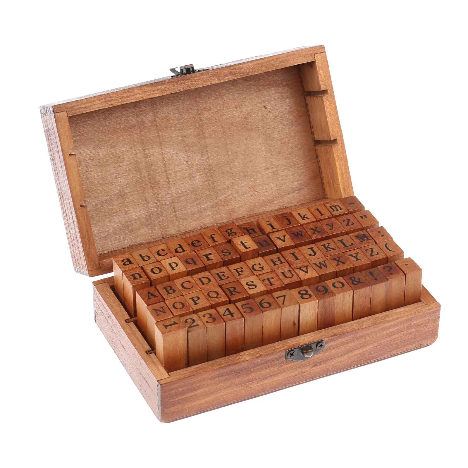 

80 PCS Print form/Cursive English Letter DIY Craft Stamp Set Symbol Alphabet Number Wooden Stamp With Wooden storage Box