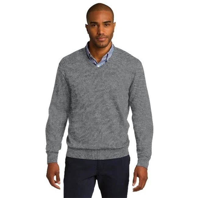 Download Port Authority SW285 Mens V Neck Sweater Medium Heather ...