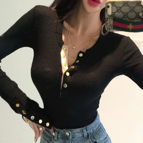 Günstig Sexy Grundlegende T Shirt Frauen Lange Hülse Frauen Tops 2019 Frühling V neck T Shirt Frauen Koreanischen Stil T Shirt Baumwolle neue T shirt