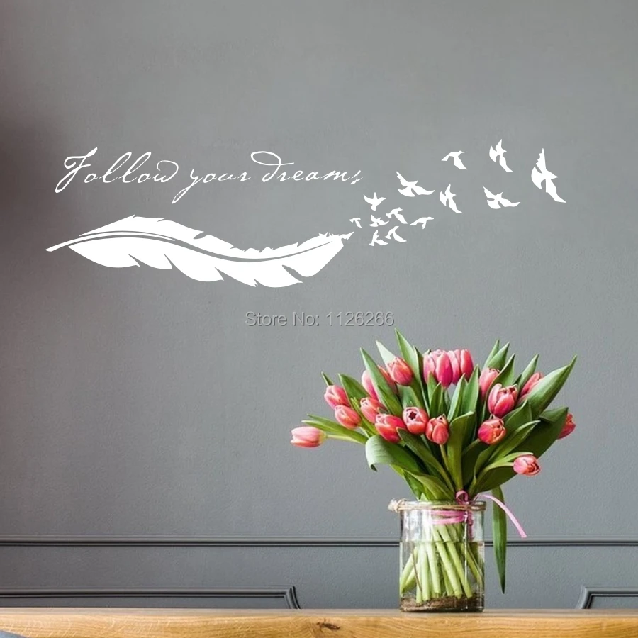 

Follow your dreams with Feather Birds Vinyl Wall Sticker Kids Room Home Decor