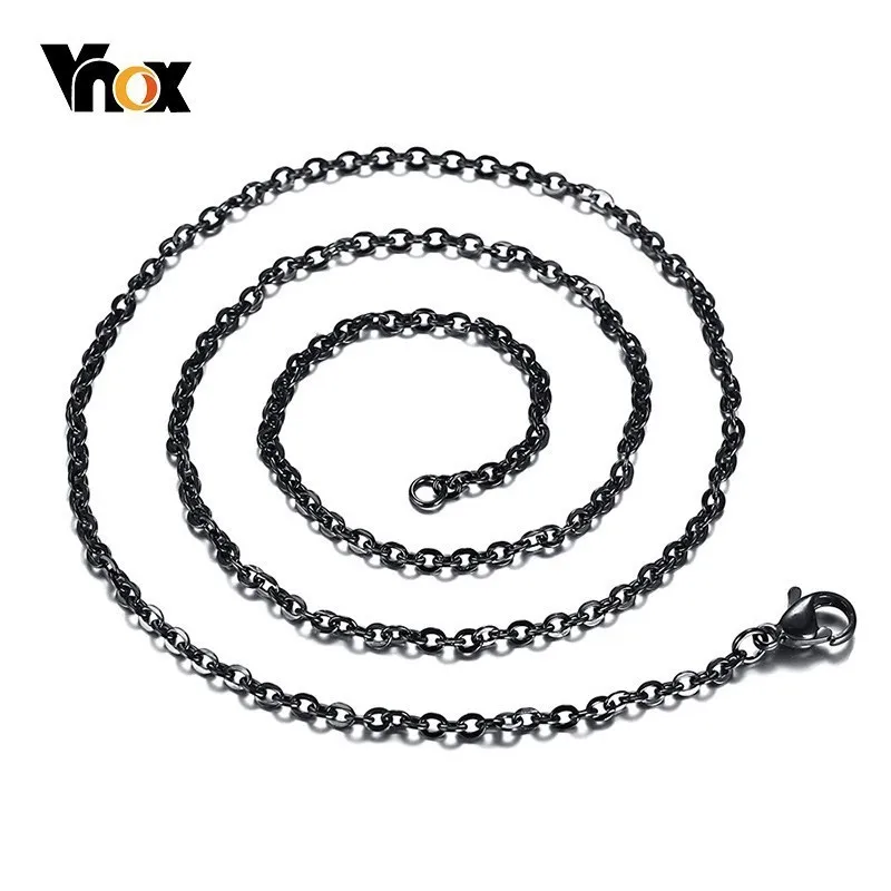 

Vnox 2.4mm Stainless Steel O Chain Necklace Black Color 50/60cm