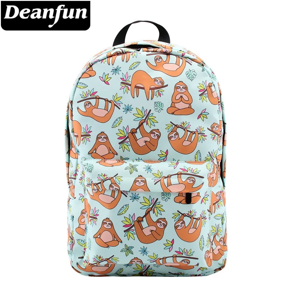 Рюкзак Deanfun для девочек коричневый Ленивец Радужный лист водостойкий рюкзак с