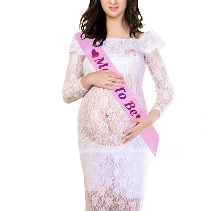 

Pink And Blue Mom To Be Sash Cloth With Gold Glitter Fonts Belt For Pregnant Woman Baby Shower Party Supplies DIY Festival Decor
