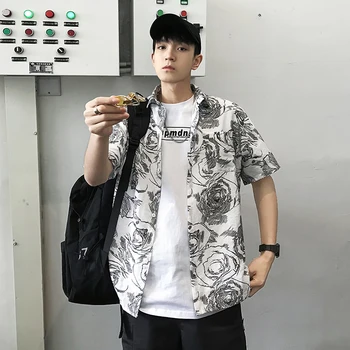 

Summer New Flower Shirt Men Fashion Comfortable Breathable Casual Hawaiian Shirt Man Streetwear Loose Short-sleeved Shirt M-5XL