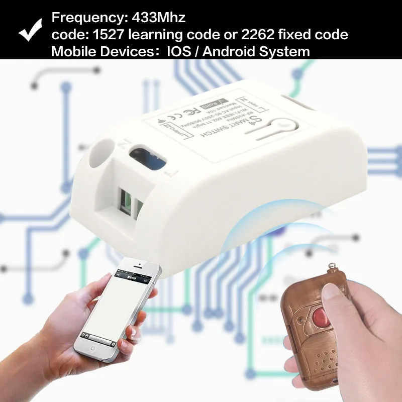 Smart Automation Modules Wifi Wireless Switch and 433Mhz RF Remote Control Via IOS Android Phone and Transmitter Timing control Smart Automation Modules Wifi Wireless Switch and 433Mhz RF Remote Control Via IOS Android Phone and Transmitter Timing control
