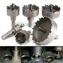 Juego de 6 brocas de núcleo TCT de Punta de carburo, 22, 30, 35, 45, 50 y 65MM, broca de sierra de Metal, herramienta metalúrgica de aleación de acero inoxidable