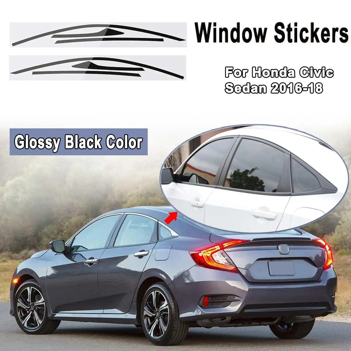 Vinyl Decal Racing Stripes Car Side Door For Honda Civic 2015-2020