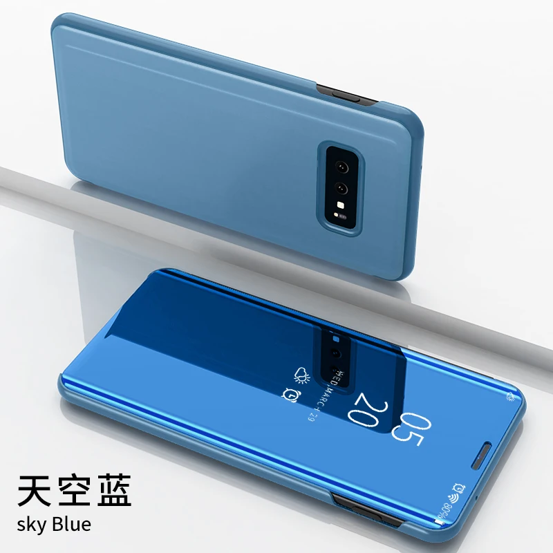 Многослойное стекло отражающим стеклом смарт-чехол для samsung Galaxy S10 Plus кожаный