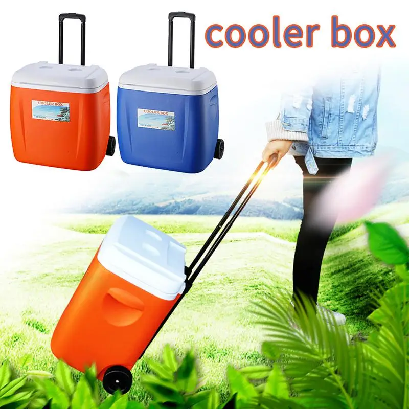 

Outdoor Home Cooler With Wheels Drawbar PU Food Incubator Refrigerated Fresh-keeping Cold Storage Container Large Ice Bucket